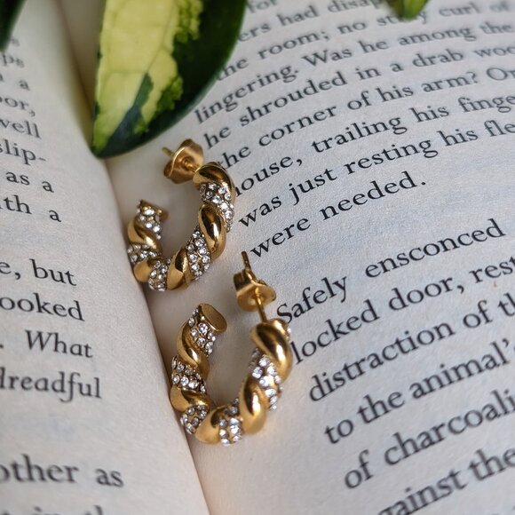 Waterproof Gold Earrings Tarnish Free 18k Gold PVD Plated Meivim Kavi Earrings - Picture 2 of 6